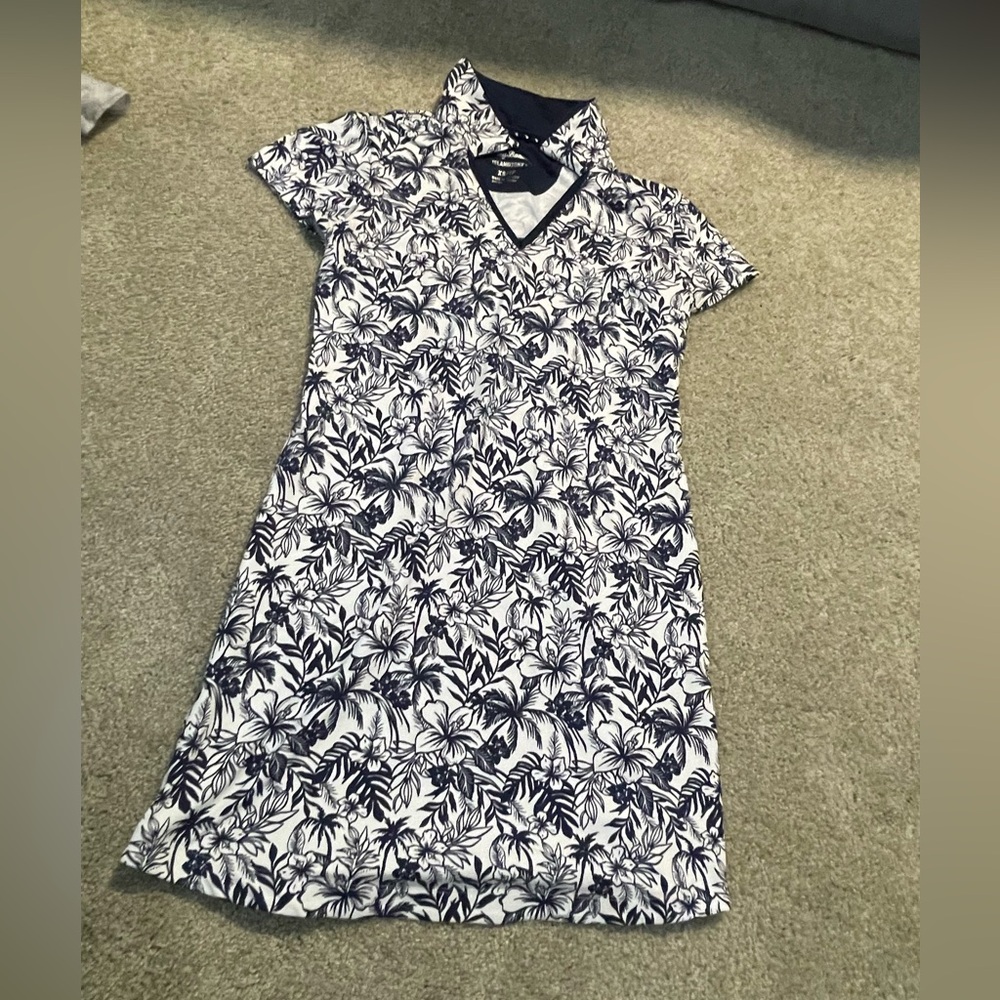 Tommy Bahama Navy and White Floral Casual Dress